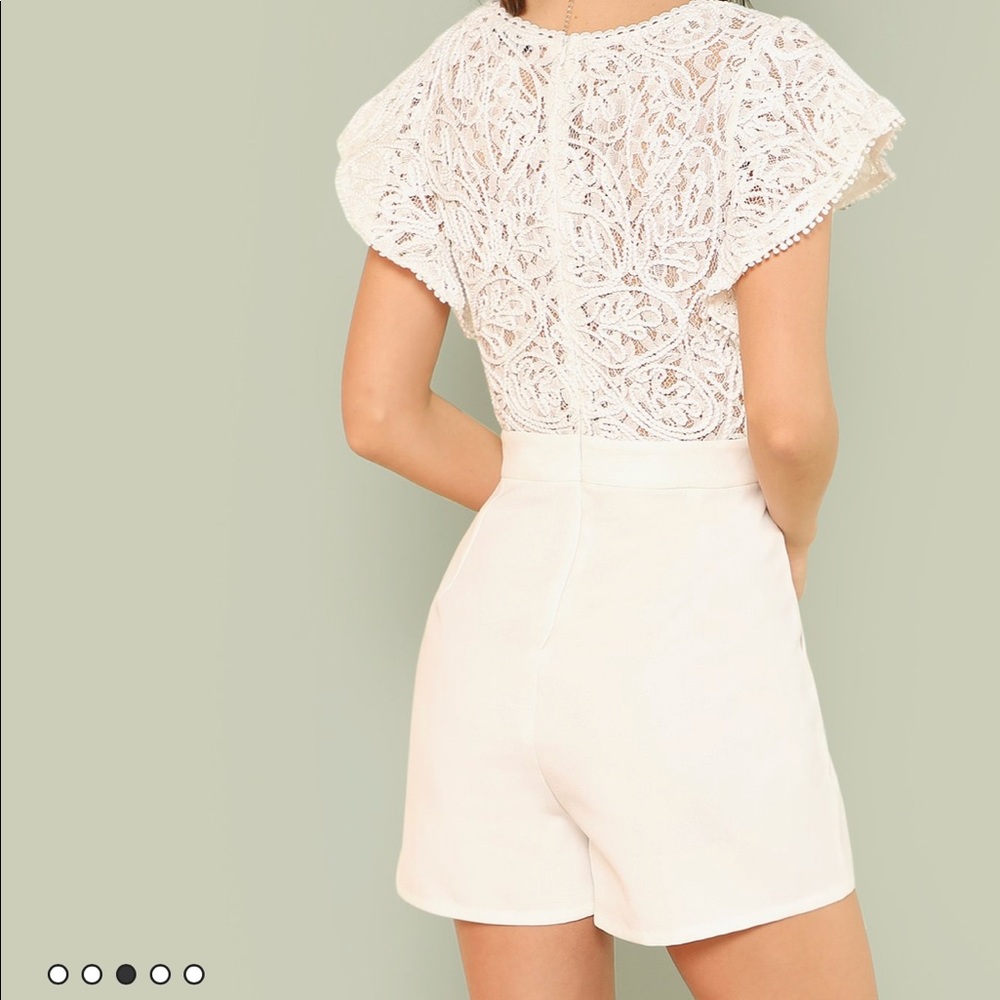 New Lace Bodice Ruffle Trim Romper - Picture 4 of 6